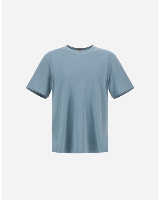 Herno Blue Resort Basic Cotton And Light Stretch Nylon T-Shirt for men
