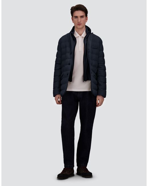 Herno Blue Wool-Blend, Viscose And Suede-Effect Blazer for men