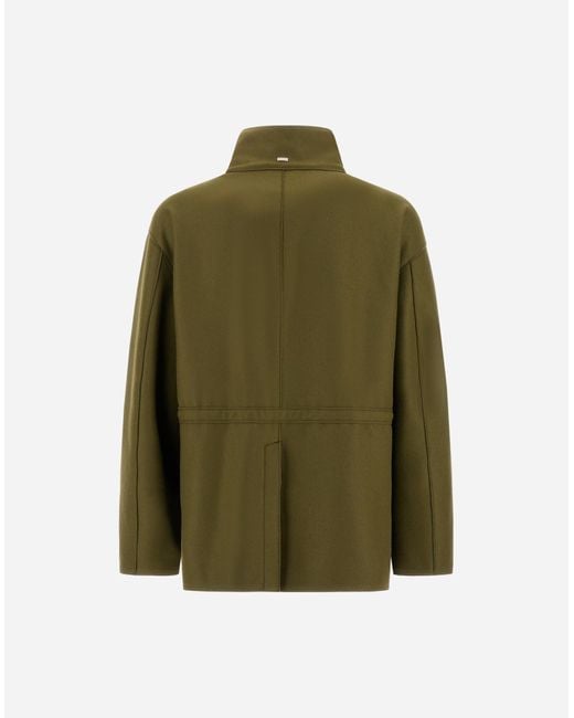 Herno Green Pure Wool Cloth Field Jacket