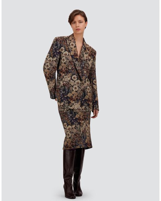 Herno White Jacquard Skirt With Floral Motif