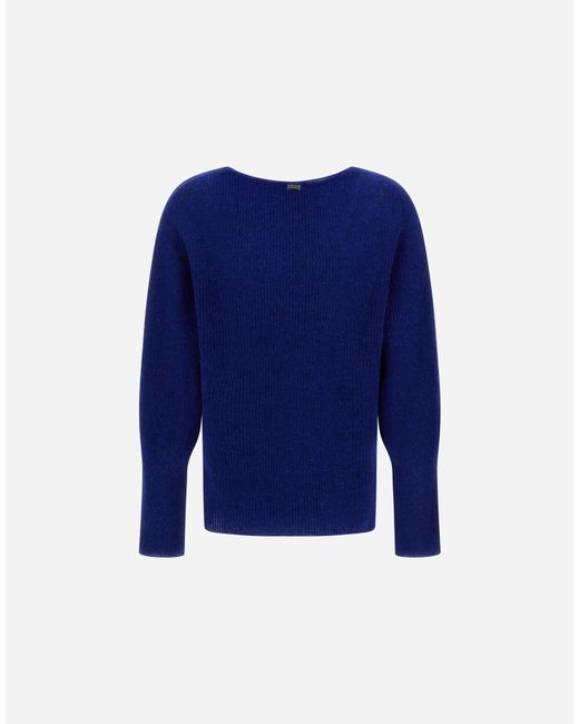Herno Blue Alpaca And Wool Stocking-Stitch Jumper