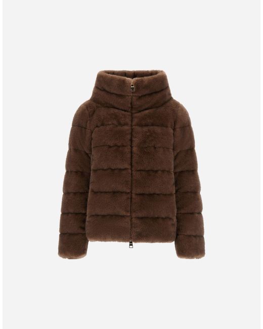 Herno Brown Mélange Mink-Effect Jacket