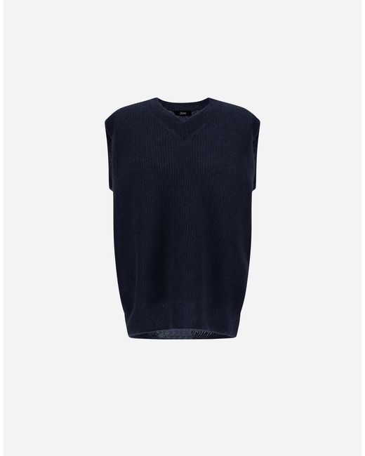 Herno Blue Cob Stitch Alpaca Wool Vest for men