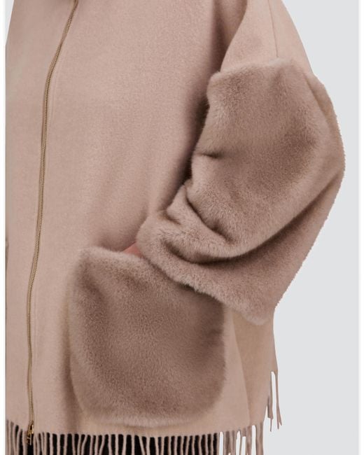 Herno Natural Wool, Cashmere And Mink-Effect Mélange Poncho