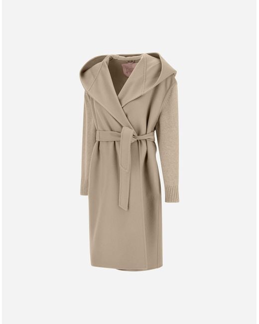 Herno Natural Resort Coat In Double Faced Pure Wool