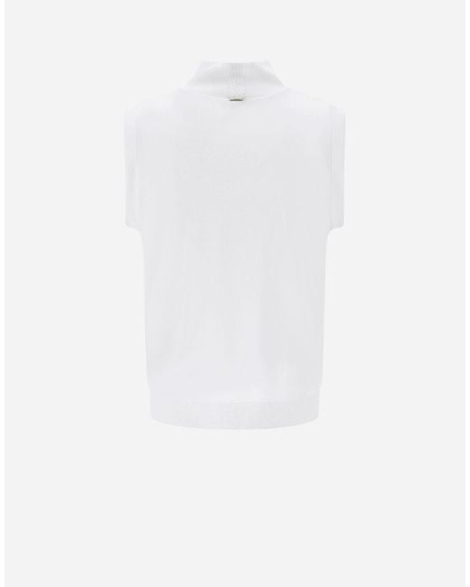 Herno White Glam Knit Effect Top