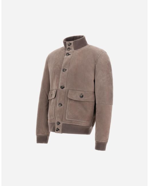 Herno Brown Shearling Jacket for men