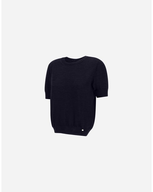 Herno Blue Stocking-Stitch Extrafine Wool T-Shirt
