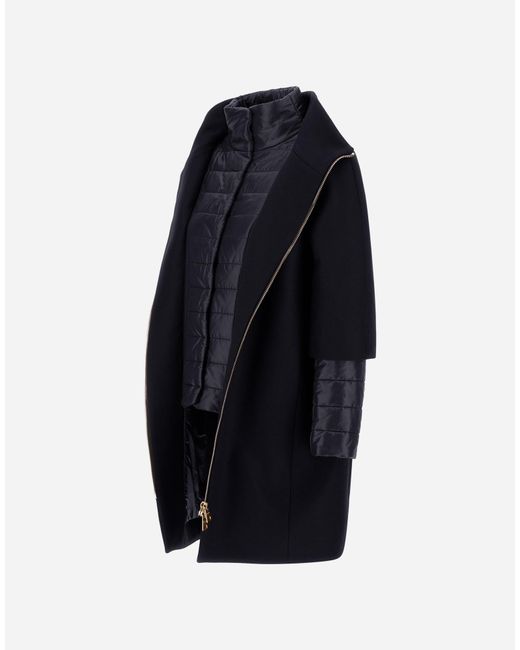 Herno Blue Ecowool And Nylon Ultralight Coat