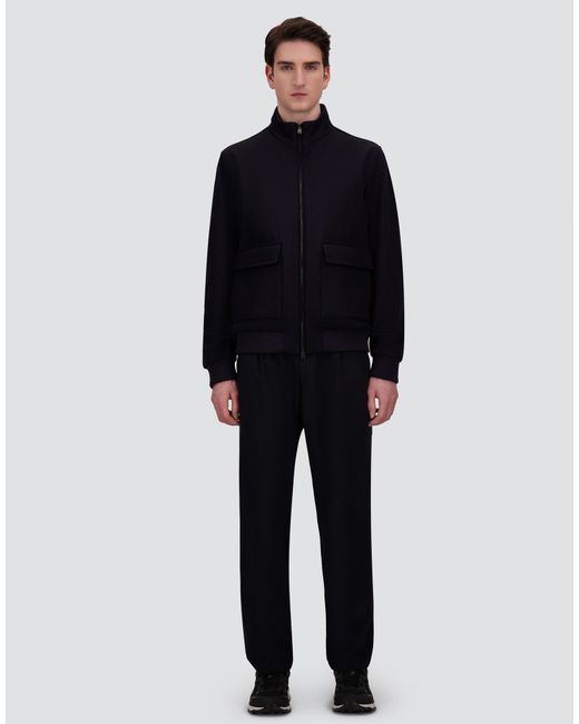 Herno Blue Fine Wool Bomber Jacket for men