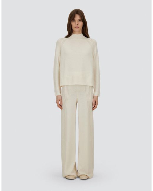 Herno White Ribbed & Braided Merino Wool Jumper