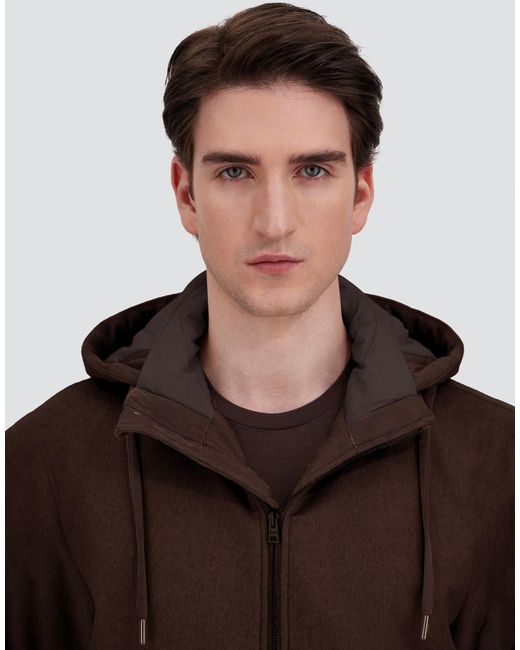 Herno Brown Cashmere Cloth, Mohair And Suede-Effect Jacket for men