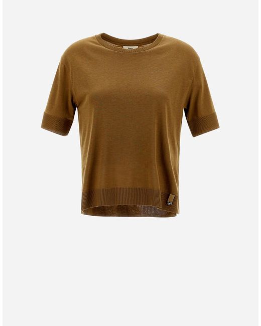 T-SHIRT IN GLAM KNIT EFFECT di Herno in Natural