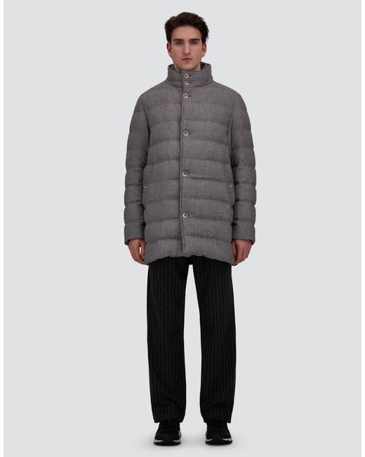 Herno Gray Wool-Blend, Viscose And Suede-Effect Carcoat for men