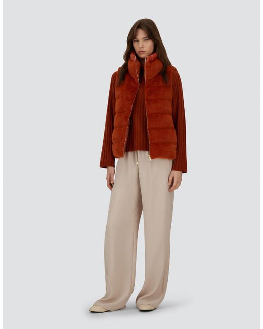 GILET IN LADY ALTERNATIVE FUR E NYLON ULTRALIGHT di Herno in Red