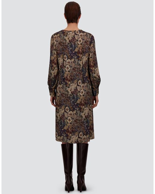 Herno Blue Satin Dress With Floral Print