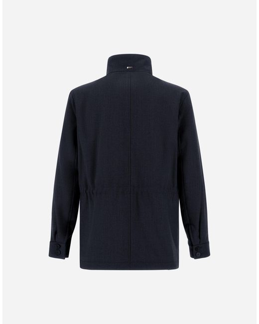 Herno Blue Vintage-Effect Wool-Blend Field Jacket for men