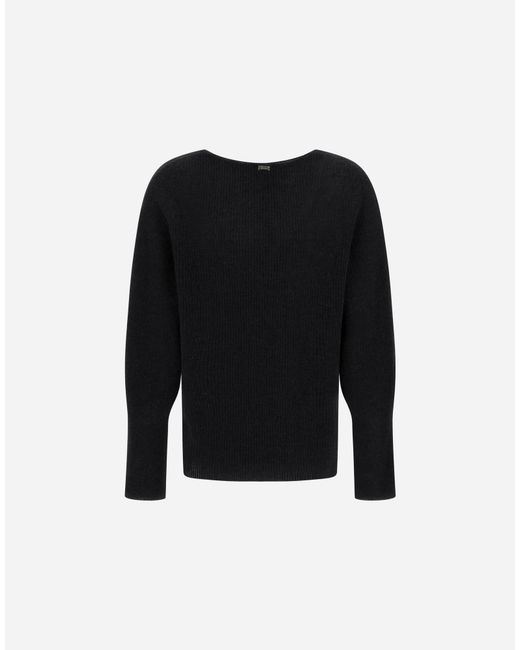 Herno Black Alpaca And Wool Stocking-Stitch Jumper