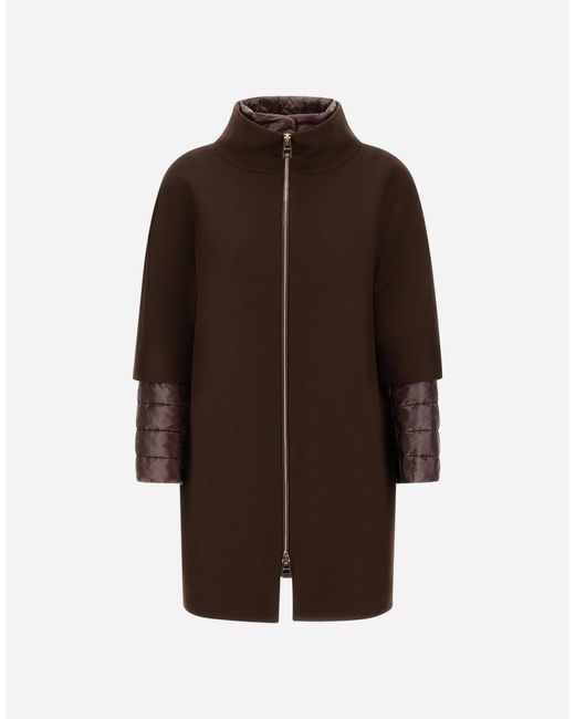 Herno Brown Ecowool And Nylon Ultralight Coat