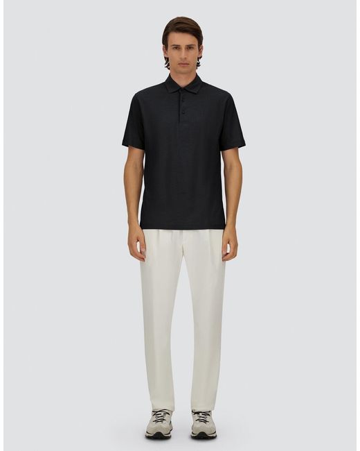 Herno Black Jersey Crepe Polo Shirt for men