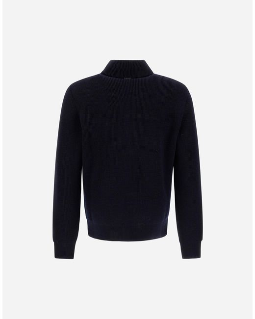 Herno Blue Wool Jacket With A Waffle-Knit Texture And Nylon for men
