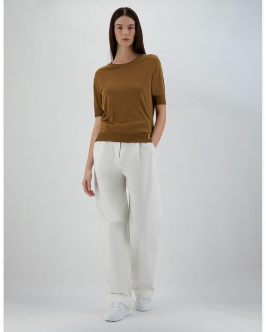 T-SHIRT IN GLAM KNIT EFFECT di Herno in Natural