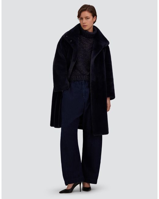 Herno Blue Openwork Knit Turtleneck