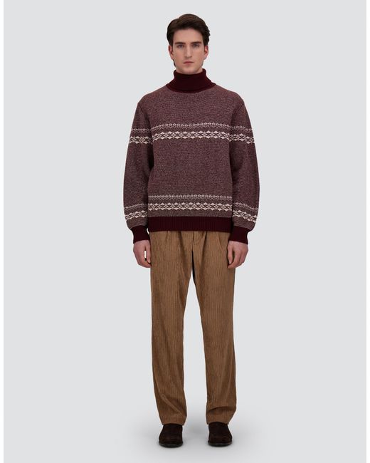 Herno Purple Wool And Cashmere Roll-Neck Jumper With Norwegian Pattern for men