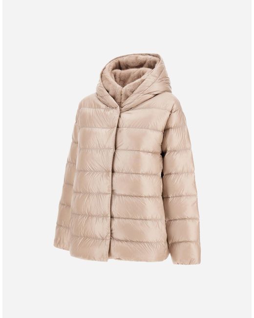 Herno Natural Nylon Ultralight And Melange Mink-Effect Jacket