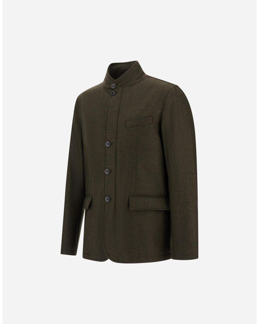 Herno Green Wool, Silk And Suede Effect Jacket for men