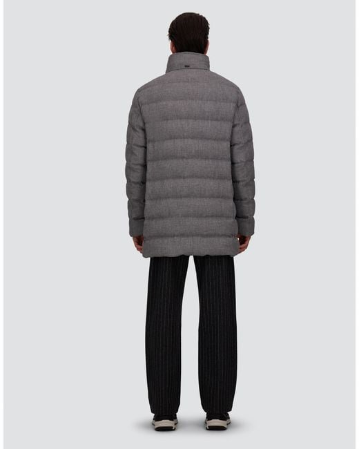 Herno Gray Wool-Blend, Viscose And Suede-Effect Carcoat for men