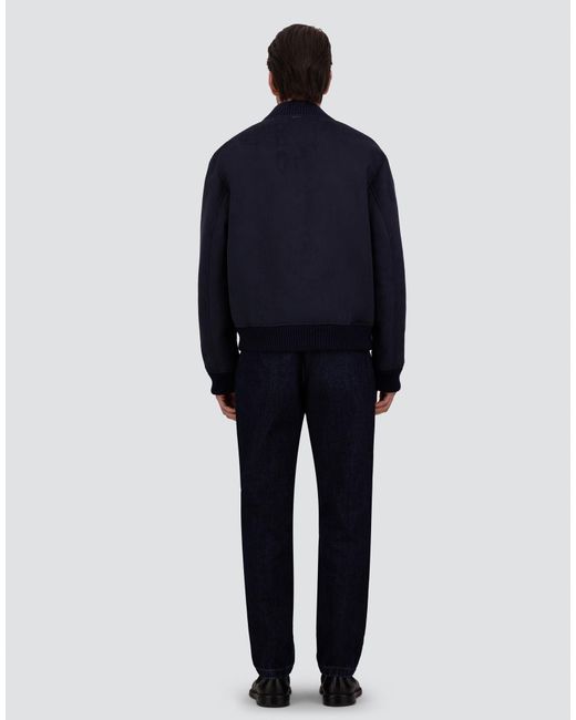 Herno Blue Faux Shearling Bomber Jacket for men