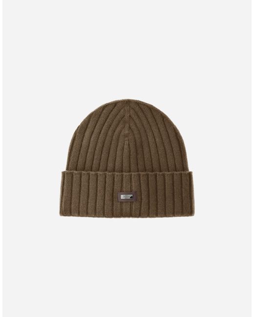 Herno Brown English Rib Cashmere Beanie for men
