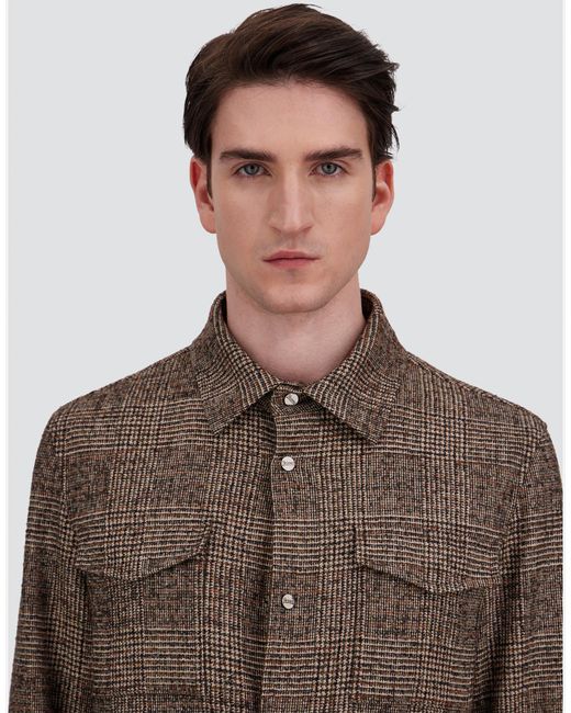 Herno Brown Alpaca And Wool Shacket With Check Pattern for men