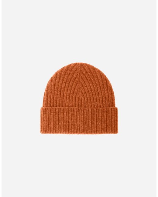 Herno Orange Ribbed Wool Beanie for men