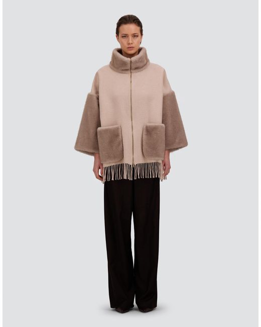 Herno Natural Wool, Cashmere And Mink-Effect Mélange Poncho