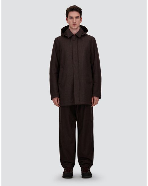 Herno Brown Flannel Coat With Waterproof Membrane for men