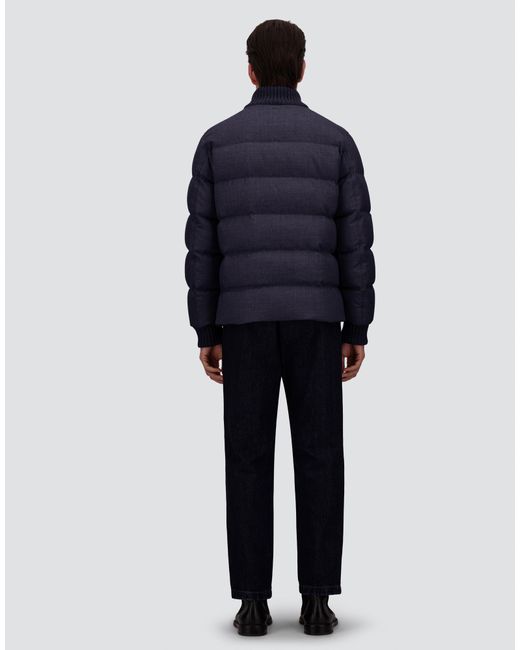 Herno Blue Wool Tweed Bomber Jacket for men