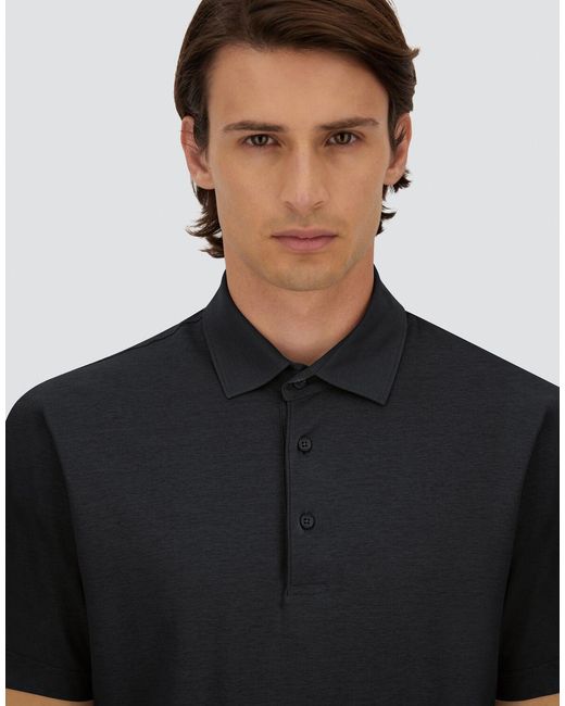 Herno Black Jersey Crepe Polo Shirt for men