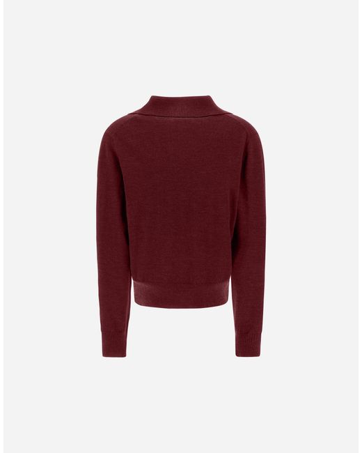 Herno Red Stocking Stitch Wool Jumper