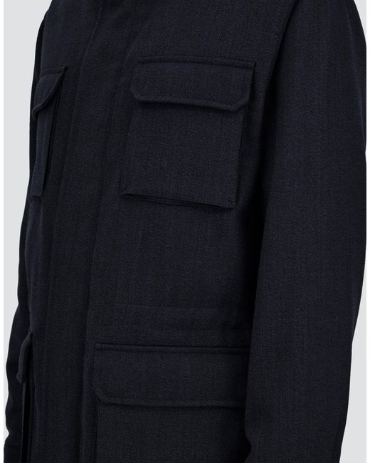 Herno Blue Vintage-Effect Wool-Blend Field Jacket for men