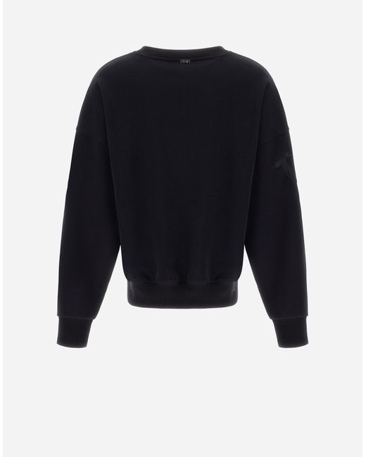 Herno Black Diagonal Cotton, Fleece And Mesh Sweatshirt