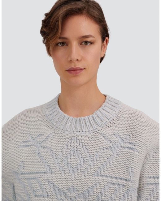 Herno White Wool Jumper With Vanisé Inlay