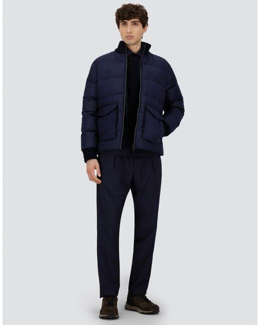 Herno Blue Bómber De Wool Cashmere Glen Check for men