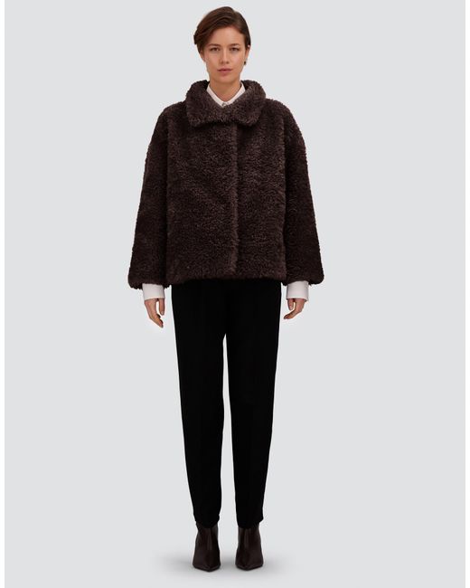 Herno Brown Curly-Effect Fur-Touch Short Jacket