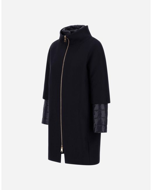 Herno Blue Ecowool And Nylon Ultralight Coat