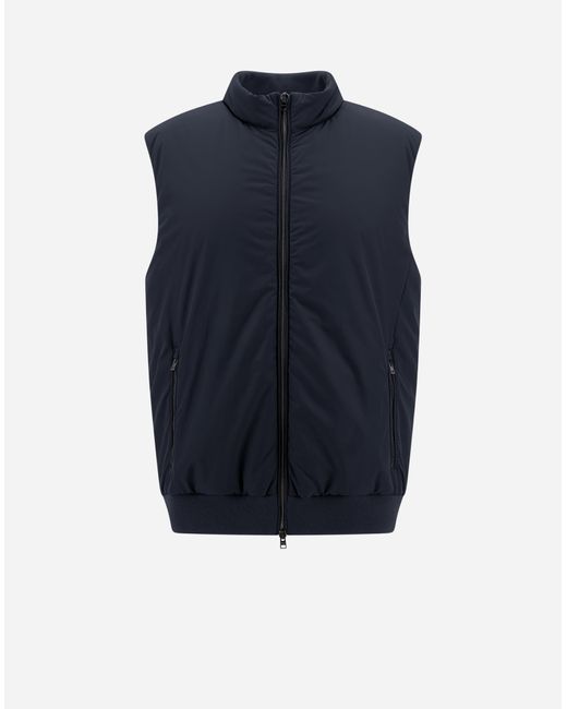 Herno Blue Pique' Knit And Nylon Sleeveless Jacket for men