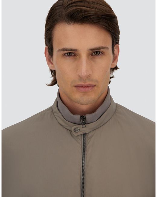 Herno Brown Ecoage High-Collar Bomber Jacket for men