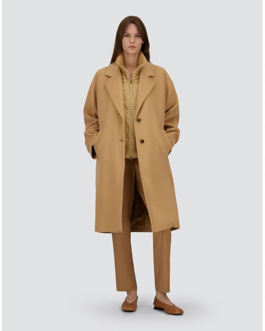 Herno Natural Coat In Velour Wool Cloth And Nylon Ultralight