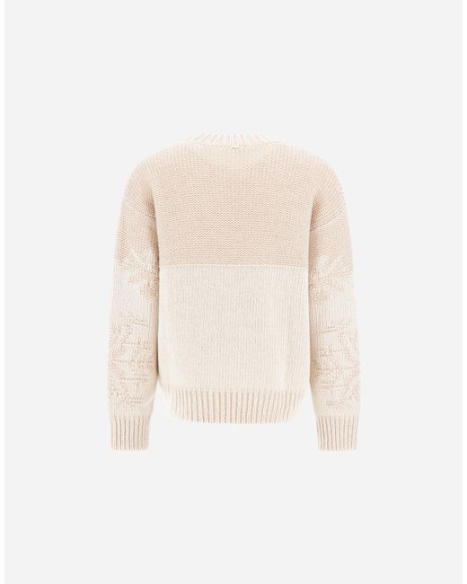 Herno White Wool Jumper With Vanisé Inlay